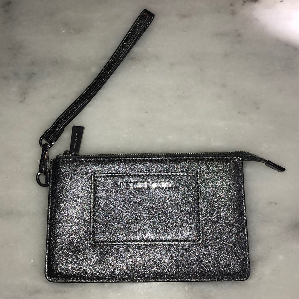 NWOT Michael Kors Metallic Silver Wristlet